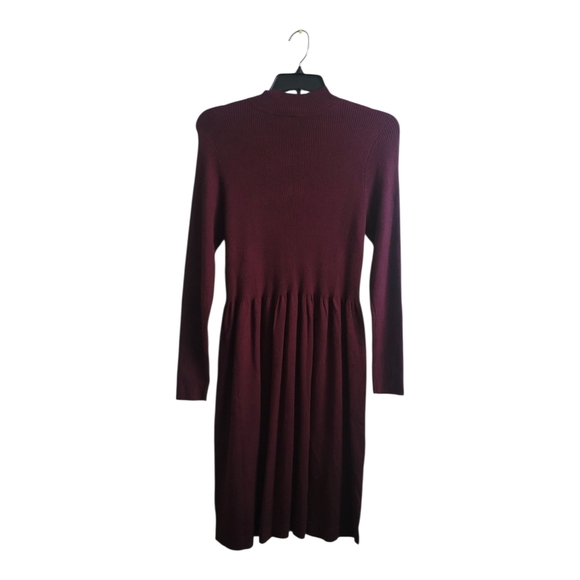Rafaella Sportswear Pleated Long Sleeve Mock Neck Dress - Picture 4 of 9